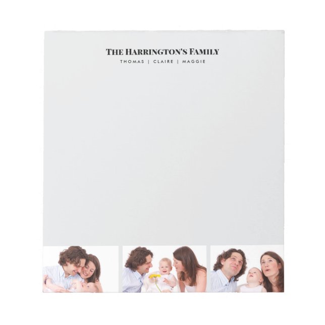 Bloco De Notas Quadro Preto de Colagem de Fotos da Família de Seç (Frente)