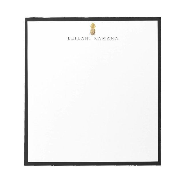 Bloco De Notas Quadro Preto do Logotipo do Ananás Dourado (Frente)