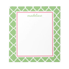 Bloco De Notas Quatrefoil Verde | Pré-disquete rosa e verde