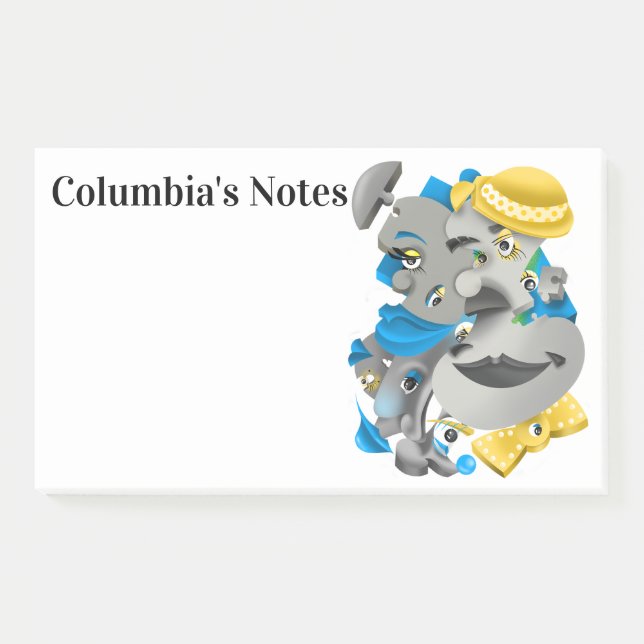 Bloco De Notas Quebra-cabeça surreal faces Posto-it-Notes (Frente)