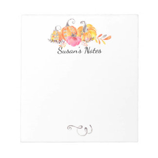 Bloco De Notas Queda de outono no Halloween Pumpkins Aquarela