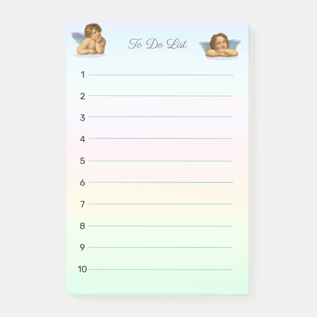 Bloco De Notas Querubins Estilosos de Rafael em Tons Pastel (Frente)