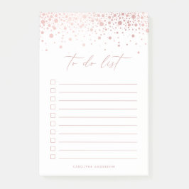 Bloco De Notas Quic Faux Rosa Gold Foil Confetti Dot Personalizad