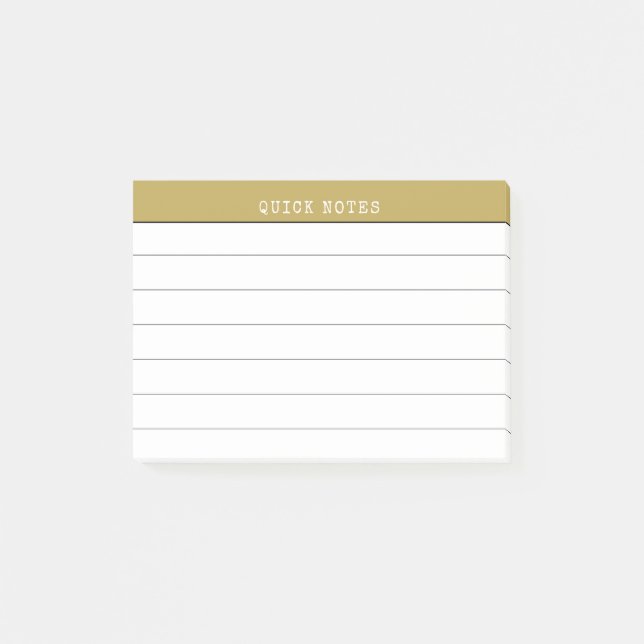 Bloco De Notas  Quick Notes To Do Gold Border Minimalist Lined  (Frente)