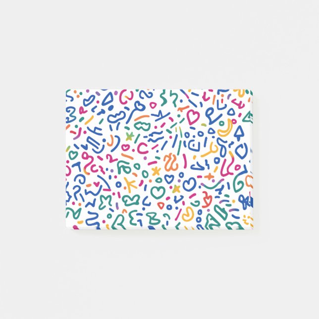 Bloco De Notas Rabisco divertido formas vibrantes coloridas (Frente)
