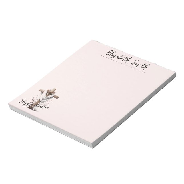 Bloco De Notas Radiant Easter Cross with Floral Accents (Invertido)