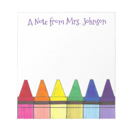 Bloco De Notas Rainbow Crayons Nota Do Professor De Arte
