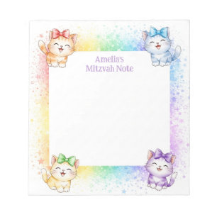 Bloco De Notas Rainbow Kittens Personalizado Mitzvah Notas Notepa