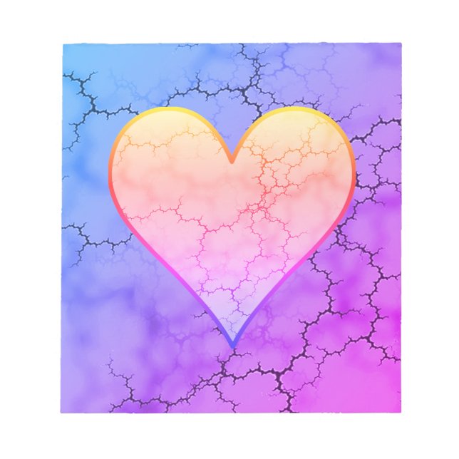 Bloco De Notas Rainbow Marbled Heart (Frente)