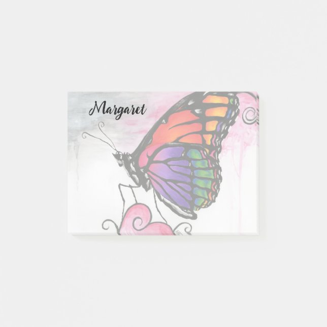 Bloco De Notas Rainbow Monarch Butterfly Original Fantasy Art (Frente)