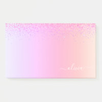 Rainbow Pastel Girly Glitter Metal Monograma Nome