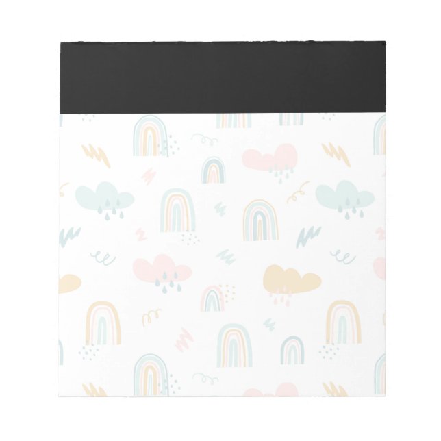 Bloco De Notas Rainbow & Rain Cloud Patterno (Frente)