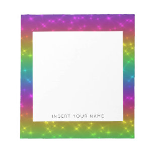 Bloco De Notas Rainbow Sparkles Personalizado Notepad 5,5" x 6"