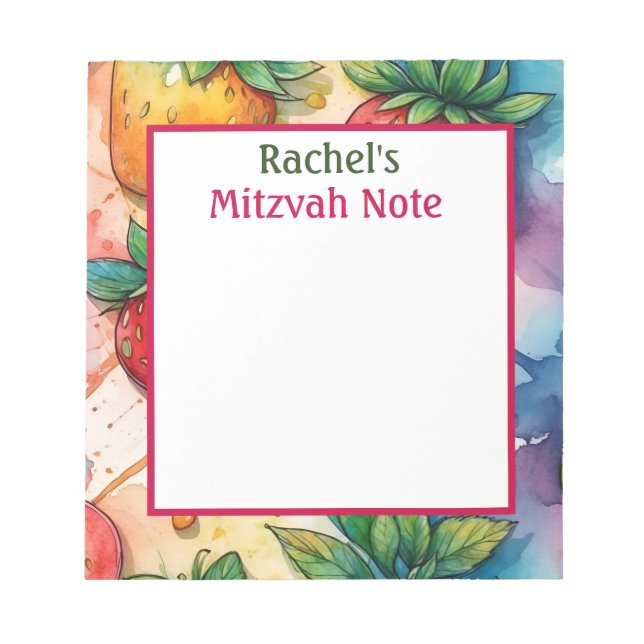 Bloco De Notas Rainbow Strawberry Mitzvah Note Girls Notepad (Frente)