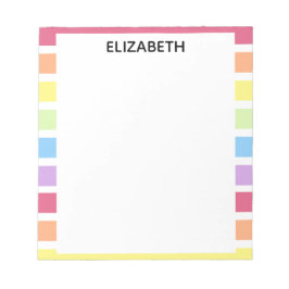 Bloco De Notas Rainbow Stripes Pastel Nome | Personalizar