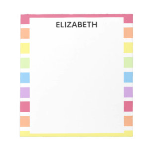 Bloco De Notas Rainbow Stripes Pastel Nome   Personalizar