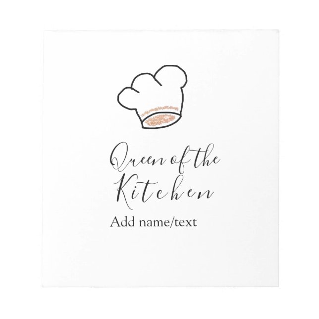 Bloco De Notas Rainha da cozinha chef cozinhando adicionar nome c (Frente)