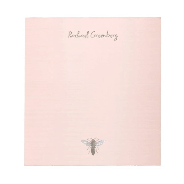 Bloco De Notas Rainha de Bee Iridescente Emboscada Texto em Rosa  (Frente)