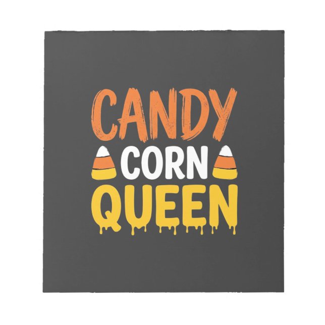 Bloco De Notas Rainha do Candy Corn Gráfico de Halloween_1 (Frente)