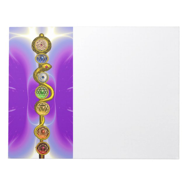 BLOCO DE NOTAS RAIO DE ASCLEPIUS 7 CHAKRAS,YOGA, ENERGIA ESPIRITU (Frente)