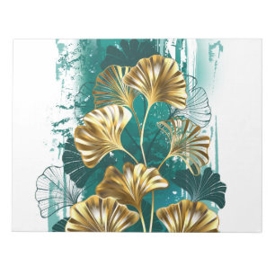 Bloco De Notas Ramificação com Ouro deixa Ginko Biloba