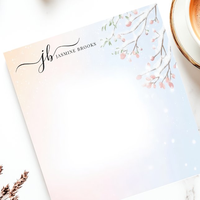 Bloco De Notas Ramo Nevado de Inverno Aquarela Personalizada (Criador carregado)