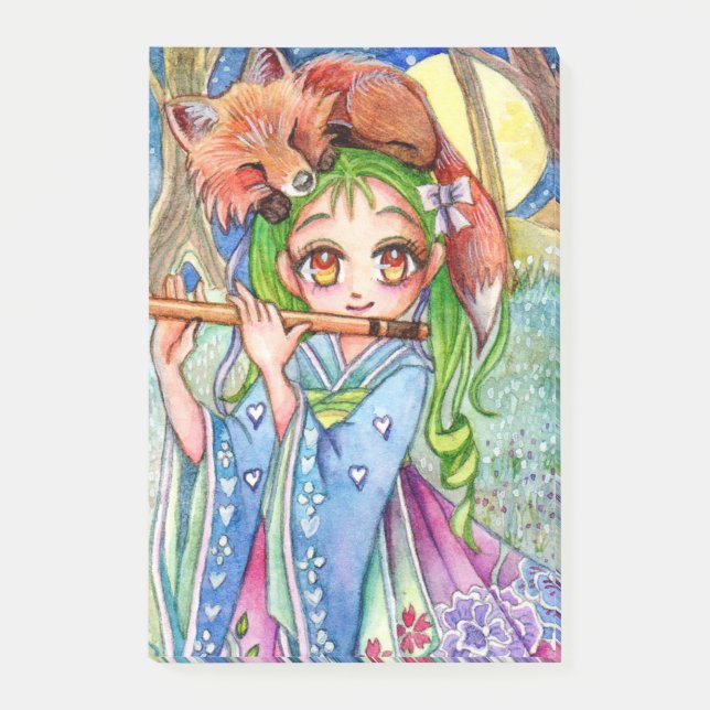 Bloco De Notas Rapariga com Raposa Sonolenta (Frente)