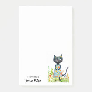 Bloco De Notas Rapariga do Springtime Gato Laranja Amarelo Vestid