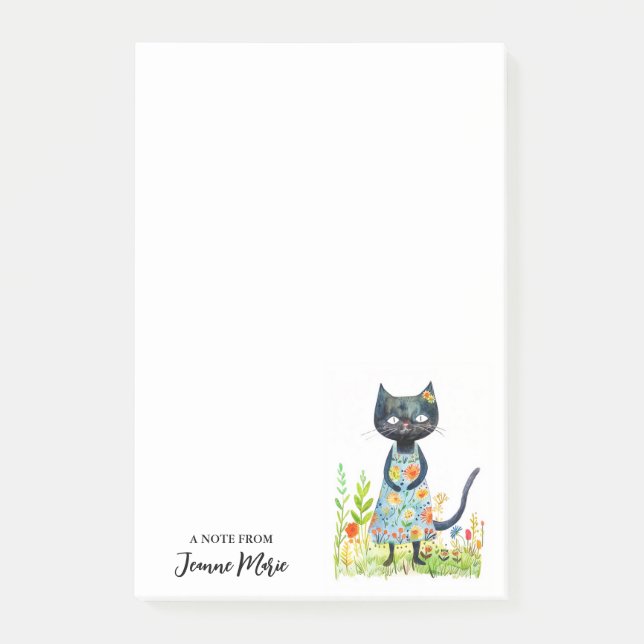 Bloco De Notas Rapariga do Springtime Gato Laranja Amarelo Vestid (Frente)