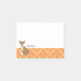 Bloco De Notas Raposa-branca na borda-padrão laranja