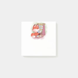 Bloco De Notas Raposa de Aquarela com Chá e Biscoitos