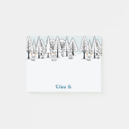 Bloco De Notas Raposas do Ártico - Paisagem de inverno - Texto em