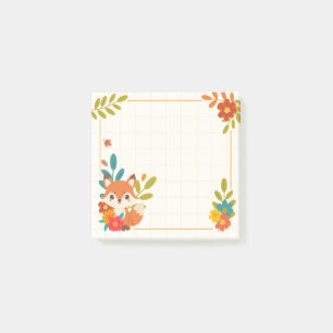 Bloco De Notas Raposinha de Outono Folhas e Flores
