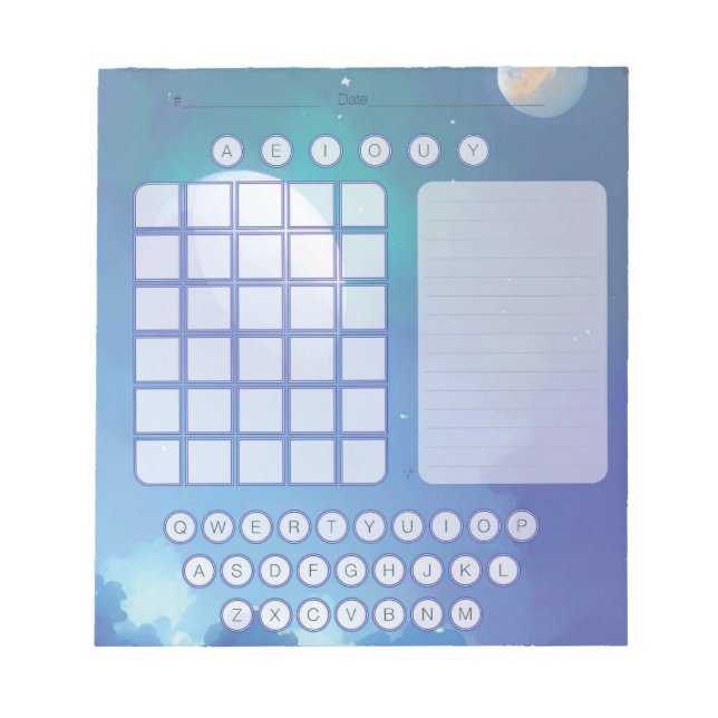 Bloco de Notas Rascunho Wordle - Azul Aquarela Esp (Frente)