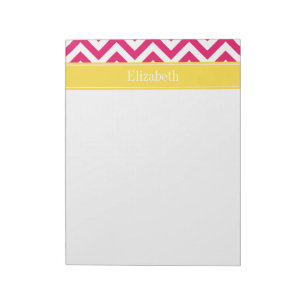 Bloco De Notas Raspberry Lg Chevron Pineapple Name Monograma