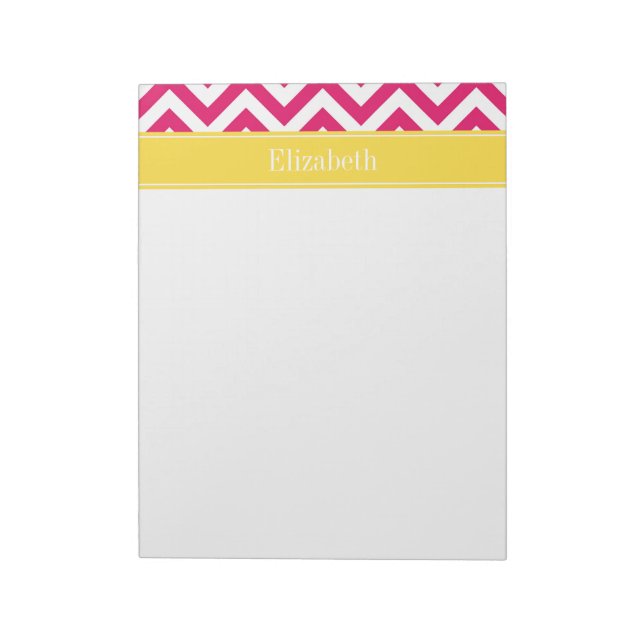 Bloco De Notas Raspberry Lg Chevron Pineapple Name Monograma (Invertido)