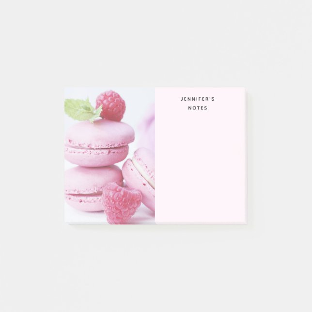 Bloco De Notas Raspberry Macarons rosa Foto de pastelaria frances (Frente)