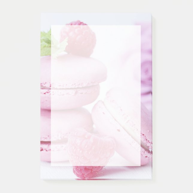 Bloco De Notas Raspberry Macarons rosa Foto de pastelaria frances (Frente)