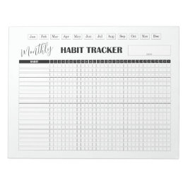 Bloco De Notas Rastreador de Hábitos Mensal Branco