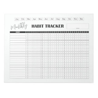 Bloco De Notas Rastreador de Hábitos Mensal Branco