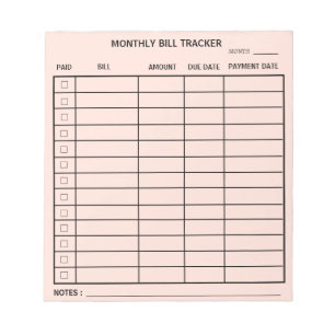 Bloco De Notas Rastreador de Lista Mensal Personalizado pela Tend
