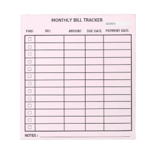 Bloco De Notas Rastreador de Lista Mensal Personalizado pela Tend