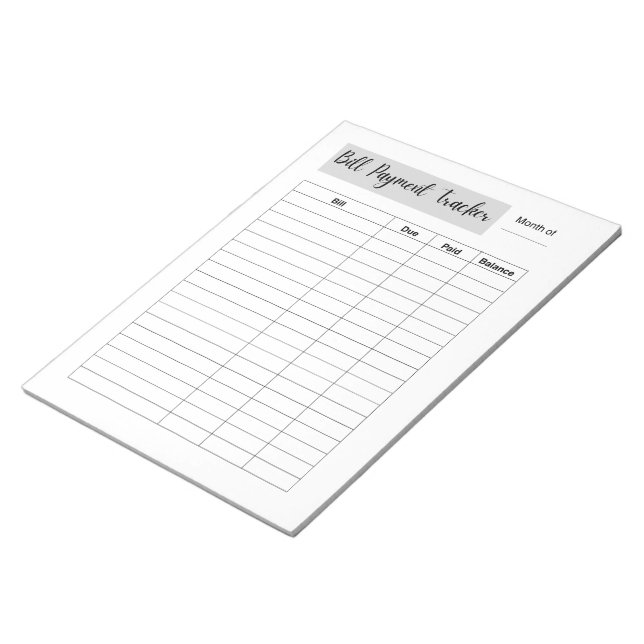 Bloco De Notas Rastreador de Pagamento de Contas (Inclinado)