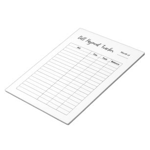 Bloco De Notas Rastreador de Pagamento de Contas Mensais
