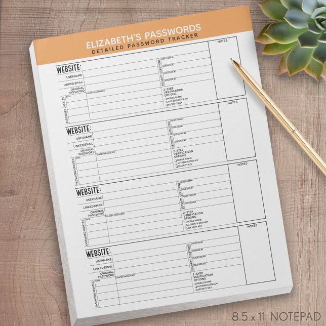 Bloco De Notas Rastreador de Senha Básico com Nome de Usuário (Criador carregado)