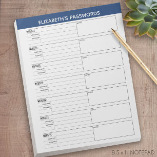 Bloco De Notas Rastreador de Senha Básico com Nome de Usuário e N