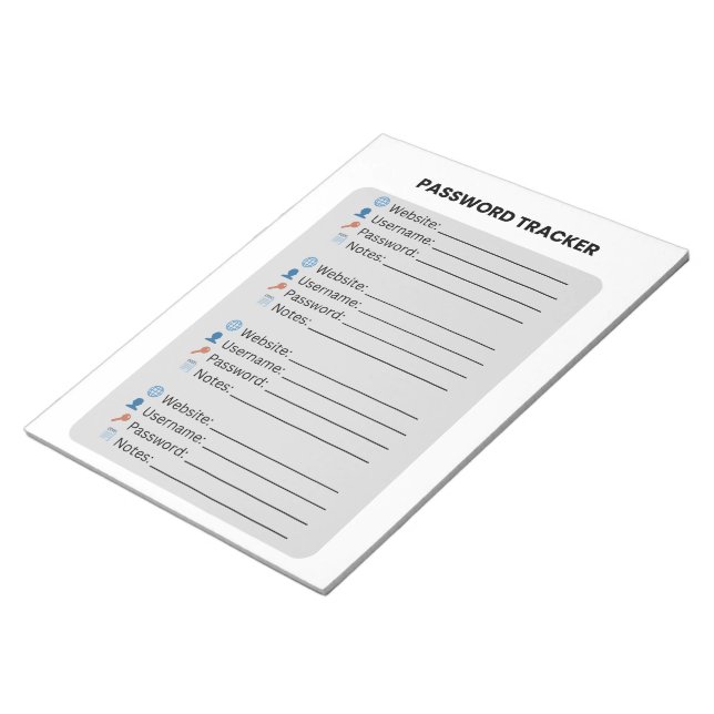 Bloco De Notas Rastreador de Senha Minimalista  (Inclinado)