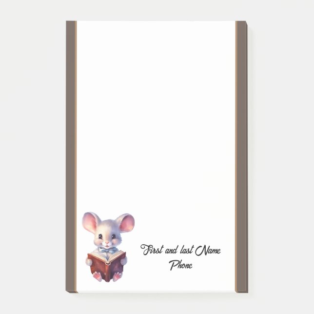 Bloco De Notas Rato bonito com livro (Frente)
