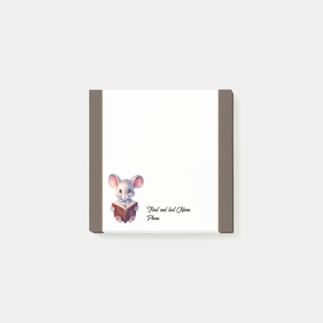 Bloco De Notas Rato bonito com livro (Frente)