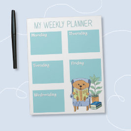 Bloco De Notas Reading Dog Kid Weekly Planner Notepad